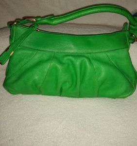 Bruce Makowsky green leather hobo bag.